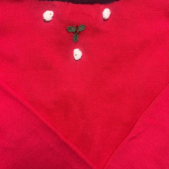 Quacker factory red poodle Christmas cardigan (missing 1 button) - Picture 4 of 8